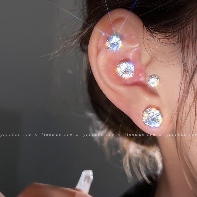 时尚高级感无耳洞磁吸式水钻耳夹