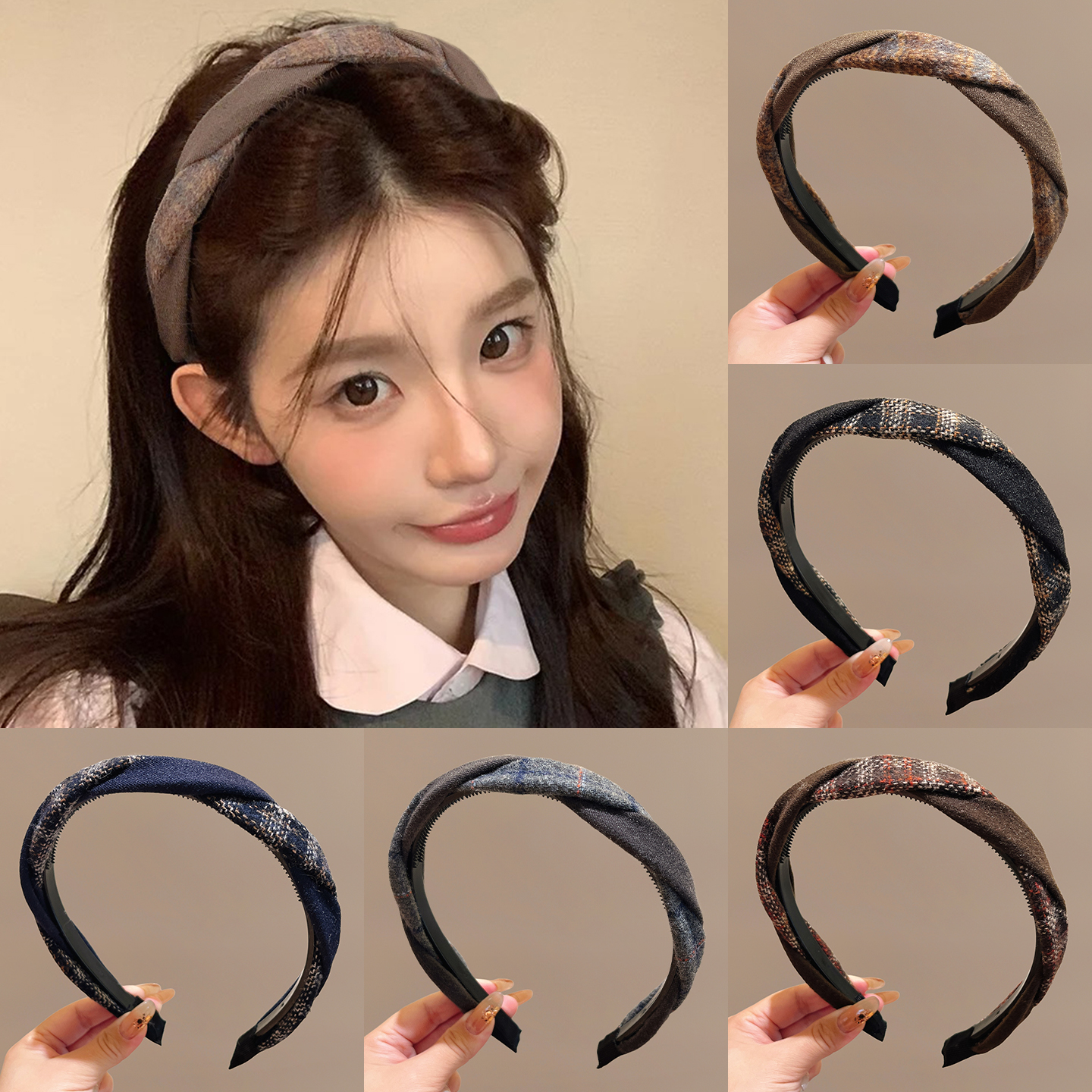 洋气时尚高颅顶发箍减龄显脸小！