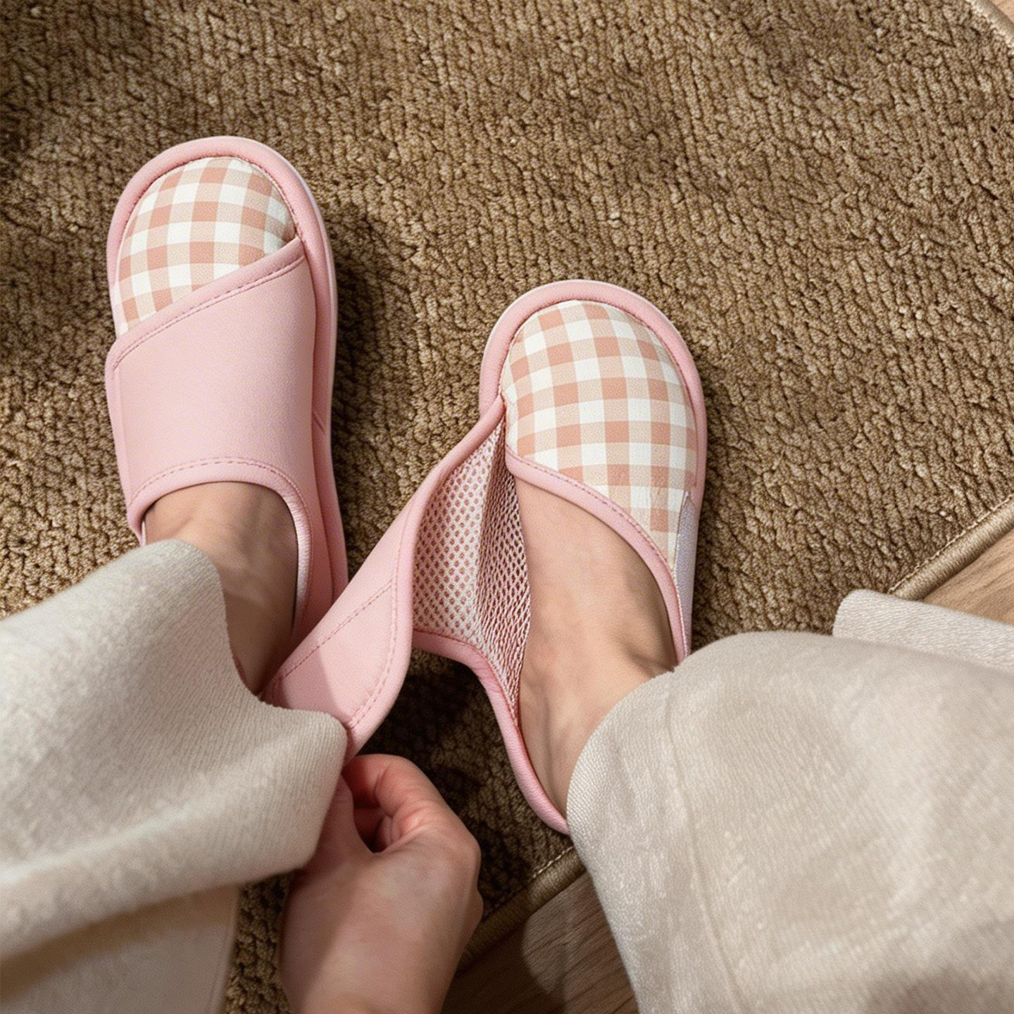 产妇月子鞋春夏薄款包跟软底产后孕妇拖鞋宽松防滑透气一脚蹬鞋子