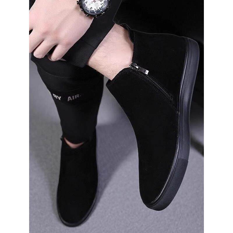 潮牌马丁靴男士秋冬季新款真皮高帮雪地靴翻毛皮鞋加绒切尔西皮靴