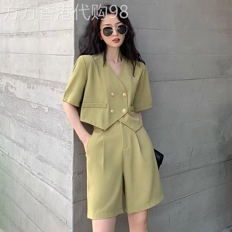 潮牌西装炸街套装女夏薄款小个子气质时尚两件套西服休闲阔腿短裤