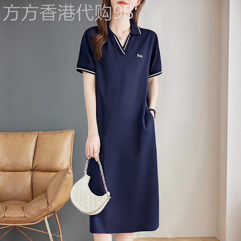 polo领短袖连衣裙女士2026新款夏季宽松大码女装运动休闲直筒裙子