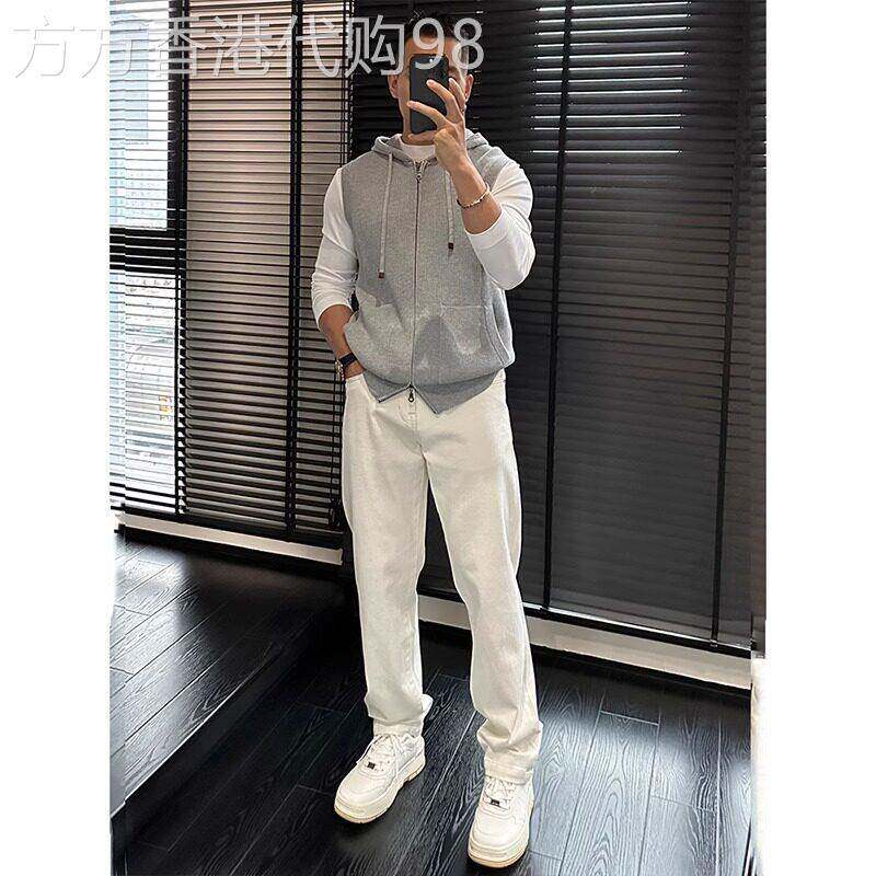 高端白色直筒休闲裤子男士2025年新款秋冬季男裤宽松工装裤子男款