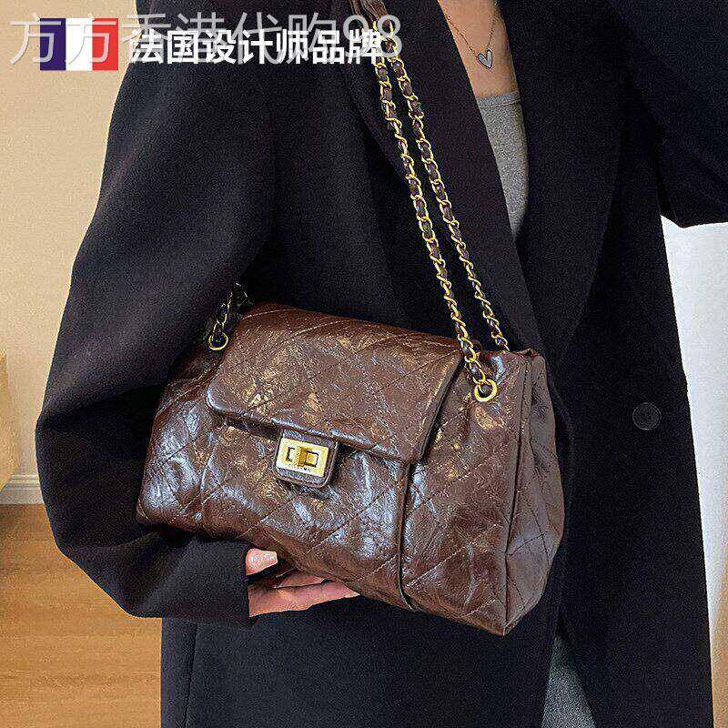 法国Givenivan 女包褶皱菱格链条包上班通勤流浪包百搭单肩斜挎包
