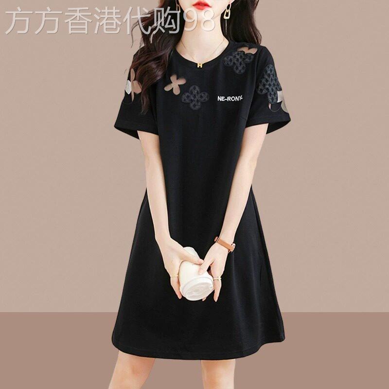 大码女装2026夏装新款连衣裙胖mm遮肚子藏肉显瘦黑色休闲小黑裙子
