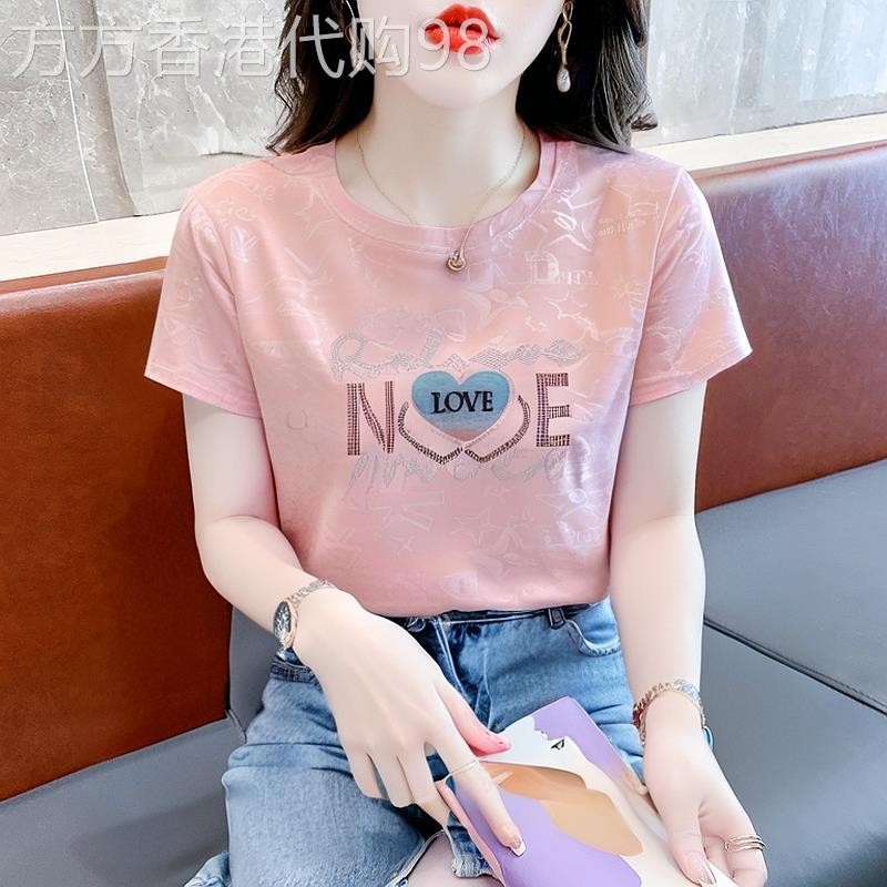 夏季冰丝凉感短袖T恤女士2026新款爆款女装宽松圆领时尚洋气上衣