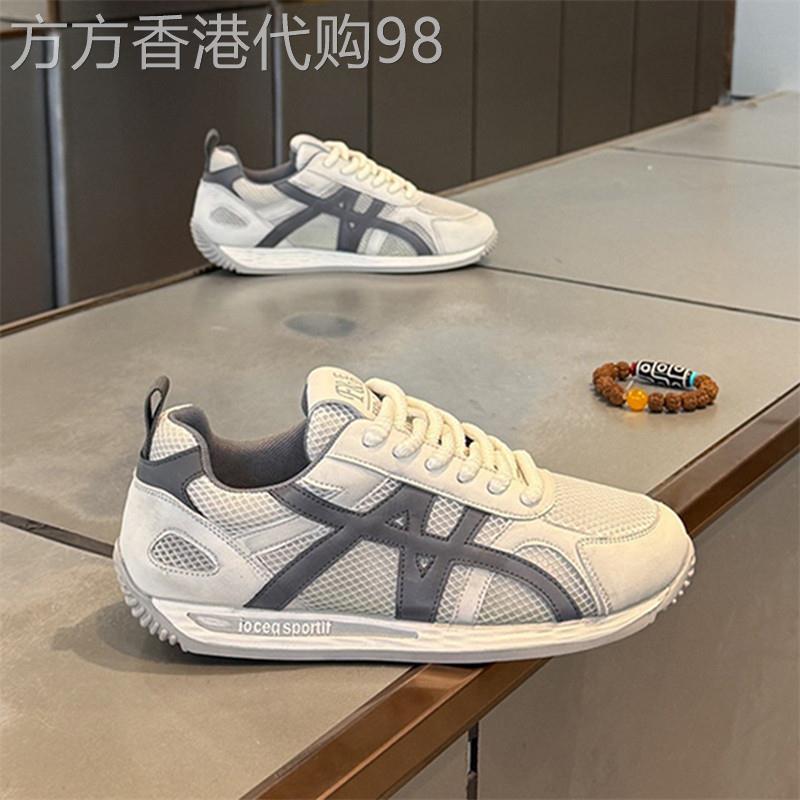 潮牌低帮网面透气阿甘鞋男2026夏季新款百搭真皮厚底增高休闲板鞋