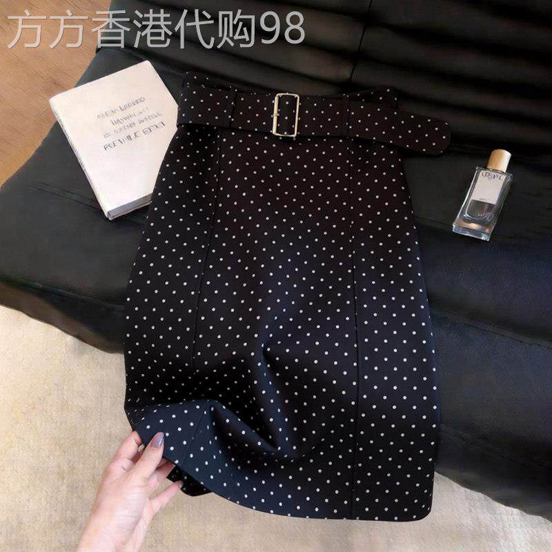 黑色波点半身裙女2026夏季新款韩版高腰显瘦腰带百搭通勤时尚短裙
