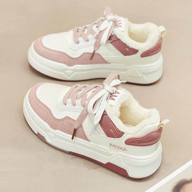 香港真皮加绒小白鞋女2025新款爆款冬季保暖平底板鞋休闲运动棉鞋