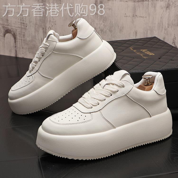 高端男士厚底松糕鞋纯色低帮百搭休闲鞋青春潮流简约款板鞋男厚底