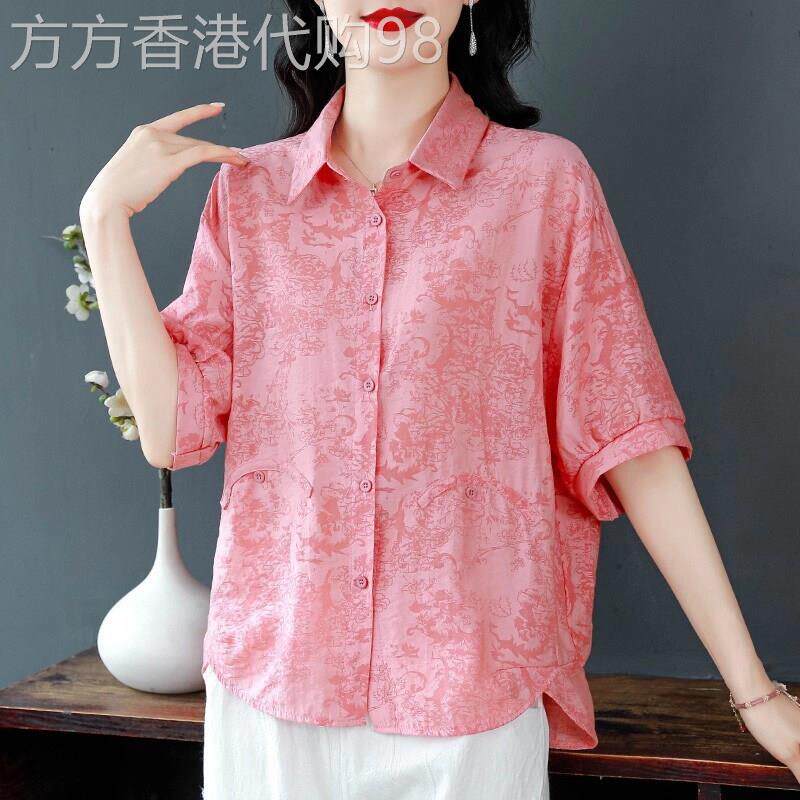 短袖雪纺衬衫女装2026新款夏季小衫宽松休闲高端别致遮肚显瘦上衣