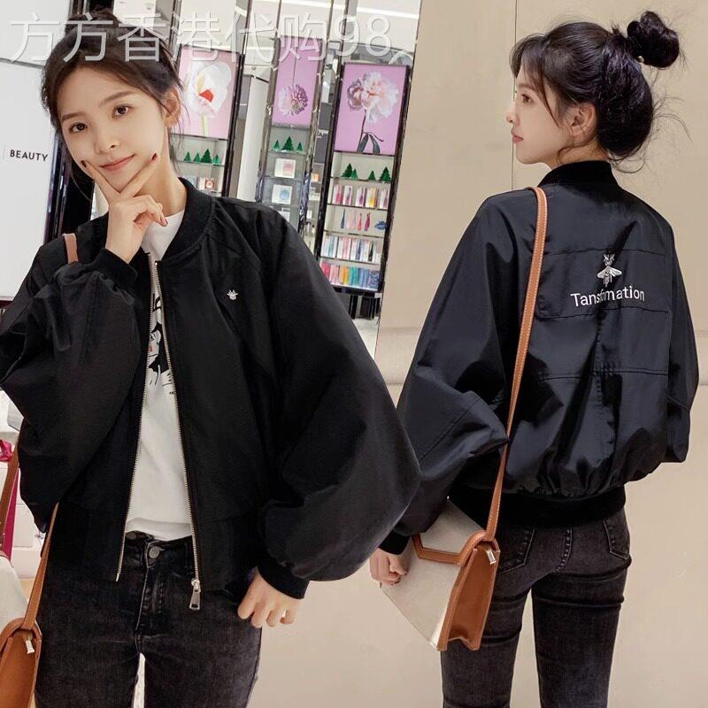 黑色棒球服外套女2026年新款春秋款长袖宽松时尚休闲短款夹克上衣