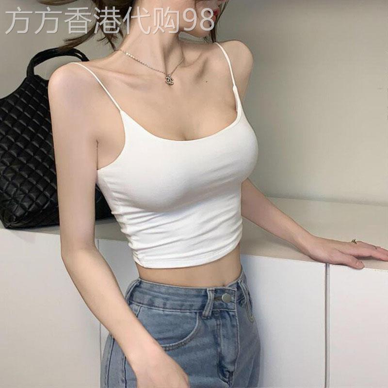 白色抹胸小吊带背心女内搭夏短款带胸垫美背内衣打底辣妹外穿上衣