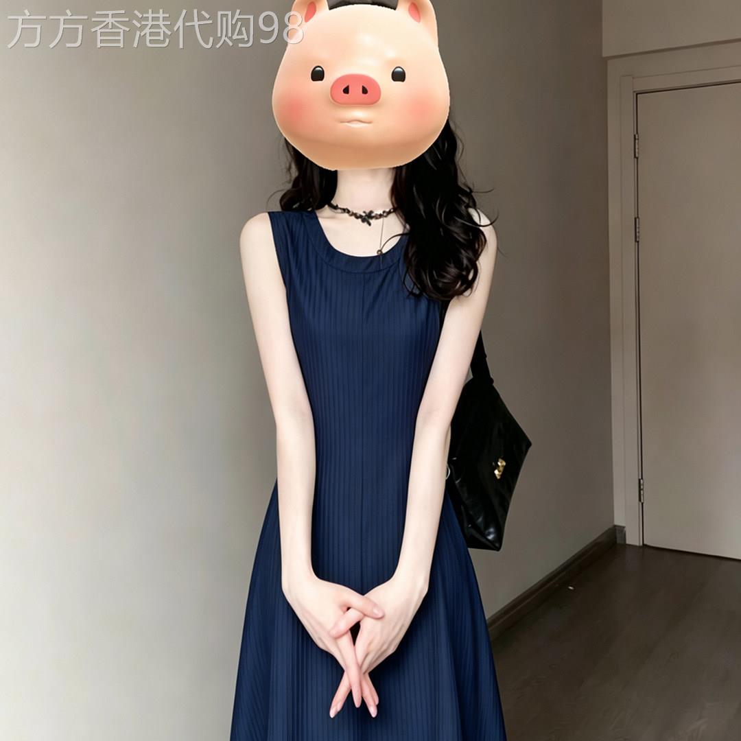 法式气质蓝色背心洋装女2026夏季新款独特绝美巨好看无袖长裙子