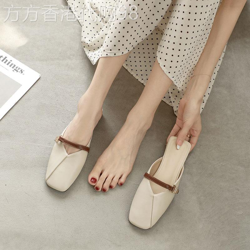 潮牌包头凉鞋软皮半拖鞋女夏2025新款软底单鞋平底孕妇懒人凉拖鞋