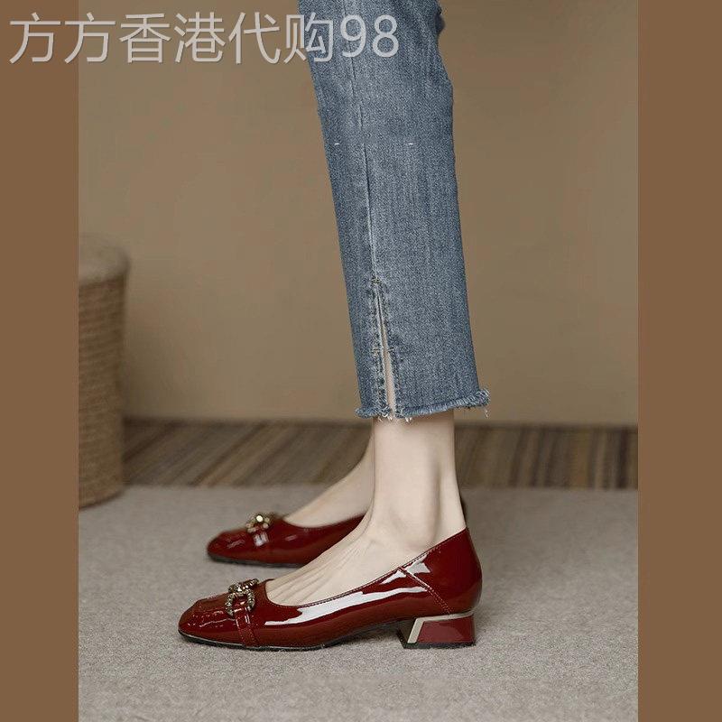 低跟浅口单鞋女2025年春秋新款温柔风配裙子低跟职业工作小皮鞋潮