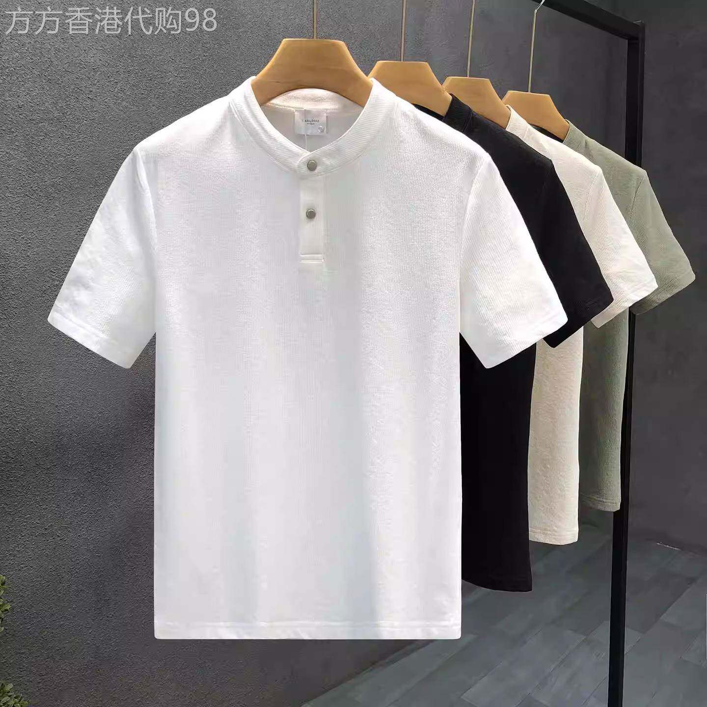 亨利领短袖t恤男士夏季潮流慵懒休闲百搭半袖上衣凉感商务Polo衫