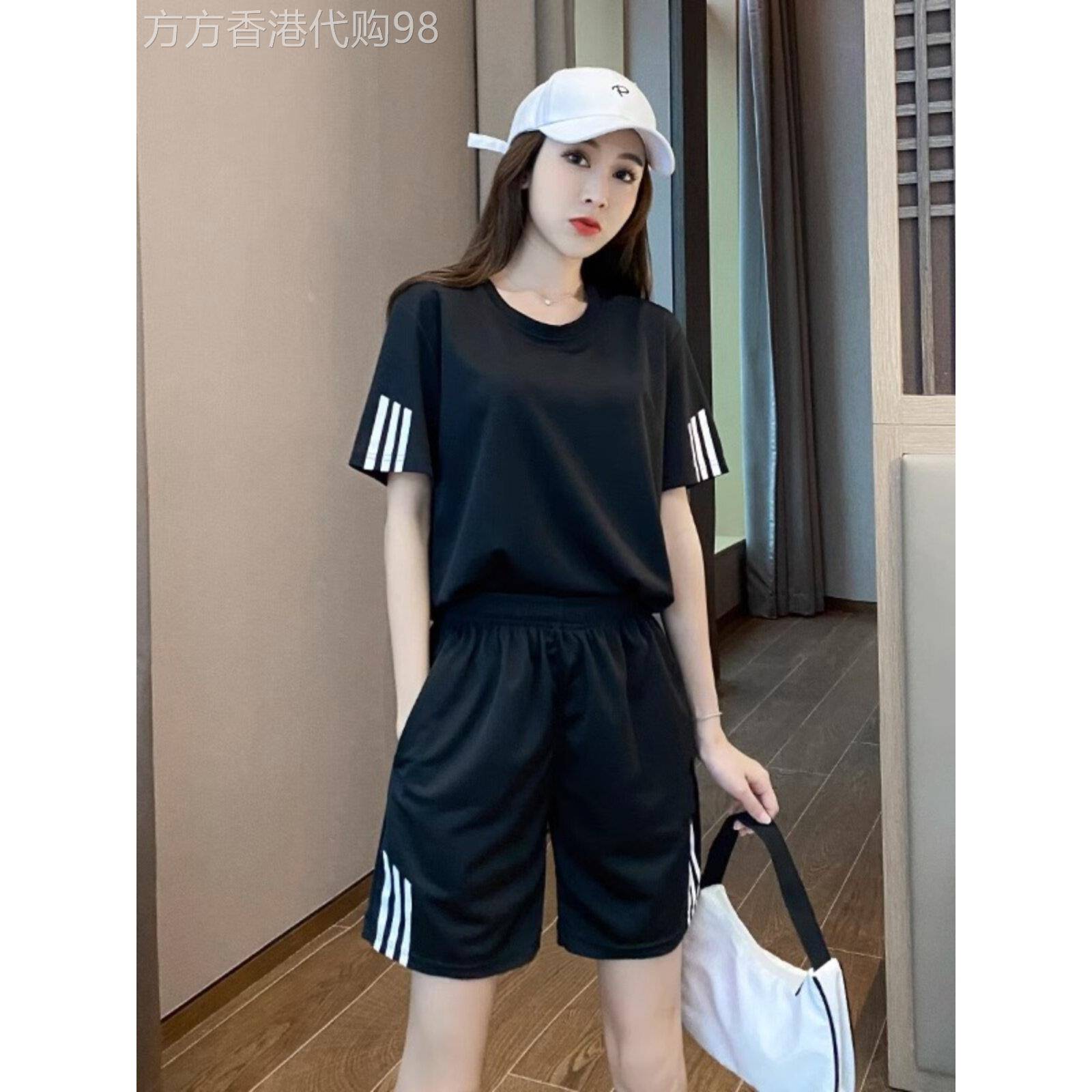 快干运动套装女子夏季瘦2025新冰丝短袖短裤跑步健身两件套