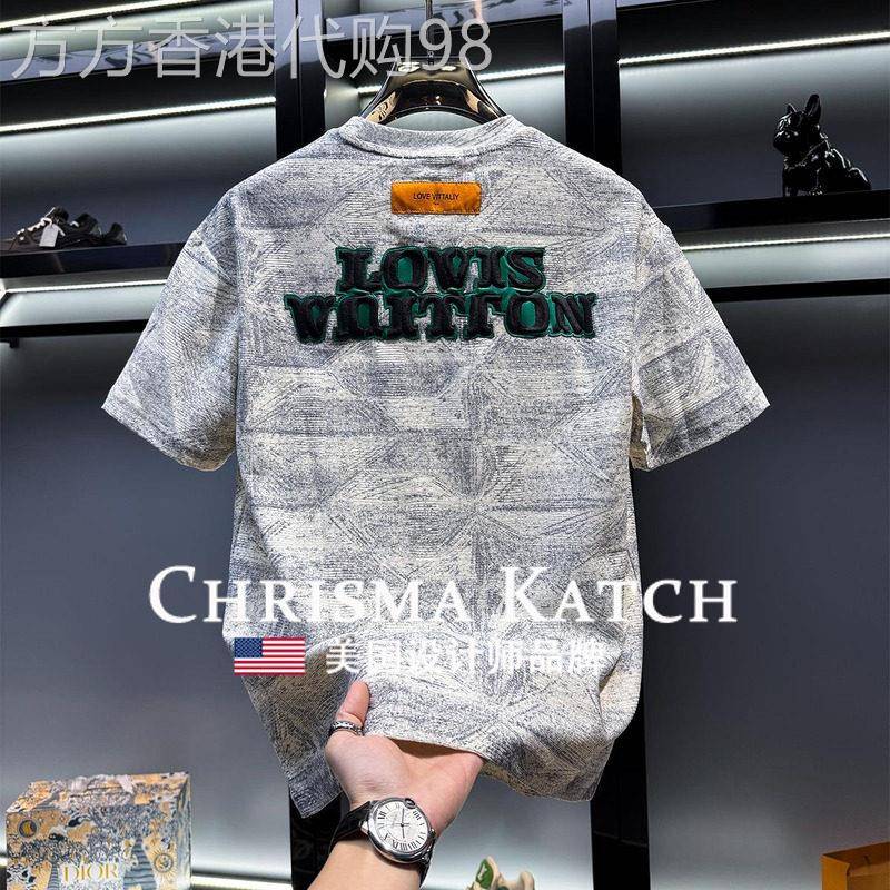 出口美国⭐Chrisma Katch~高端刺绣字母圆领短袖宽松夏季美式半袖