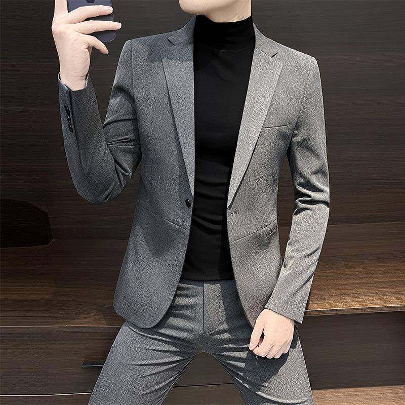 高端轻奢休闲男士小西装2025新款套装春秋韩版修身痞帅西服外套