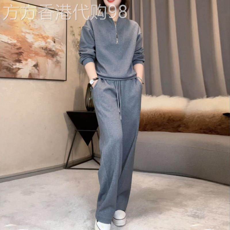 时尚洋气休闲运动服套装女士2026秋季新款小个子上衣阔腿裤两件套