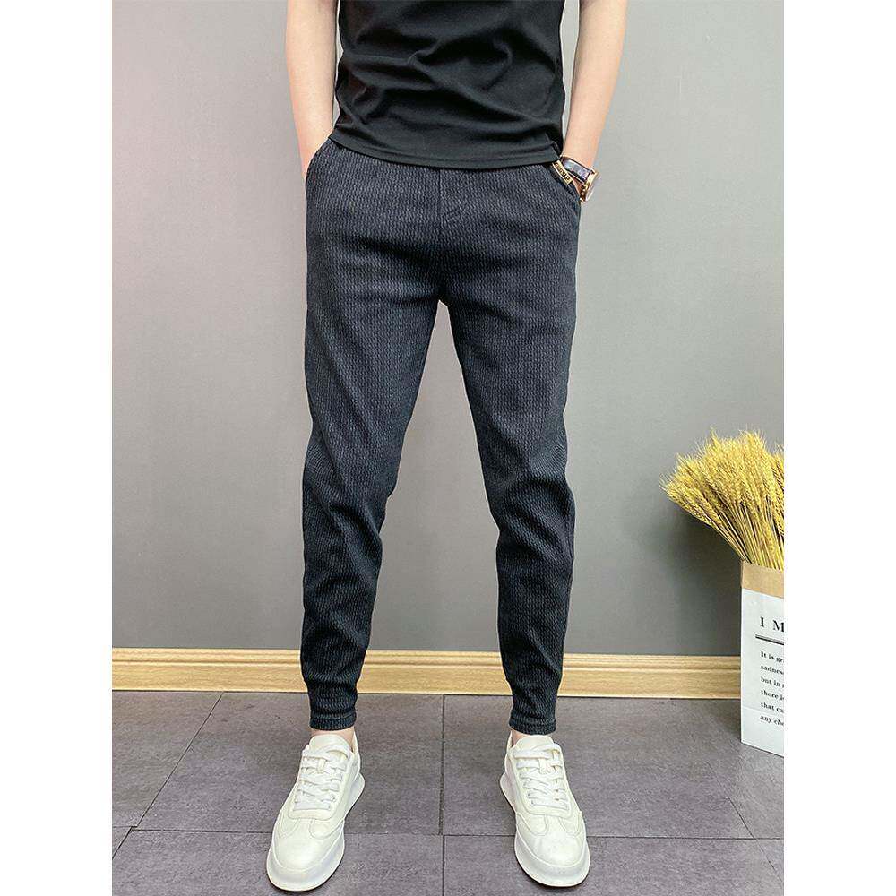 高端男士潮牌痞帅牛仔裤2025年秋冬季新款加绒裤子男修身束脚长裤