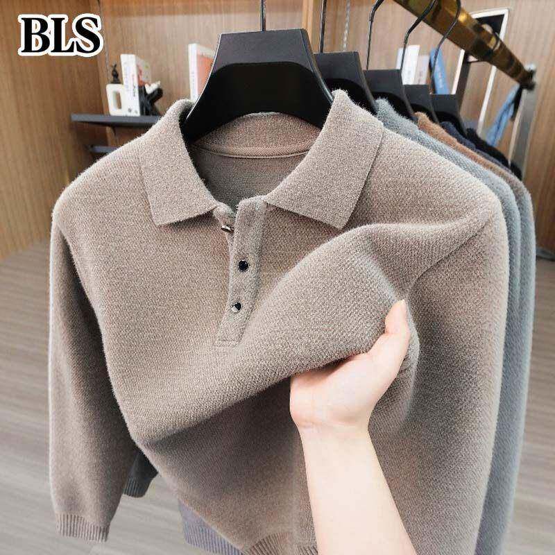 高端POLO领针织衫男士冬季2025新款雪尼尔毛衣加绒加厚一体绒上衣