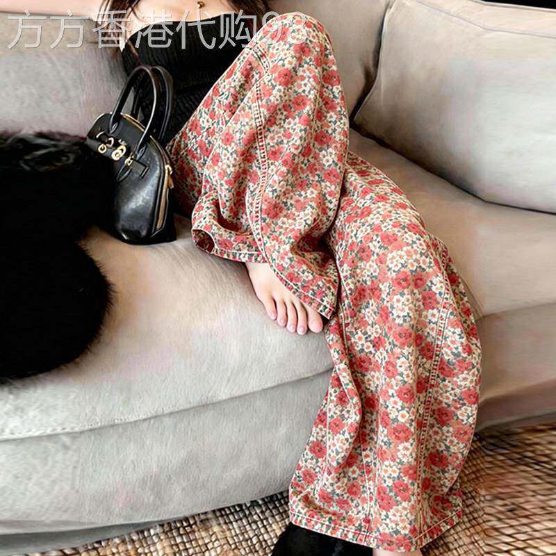 花色休闲牛仔宽裤女2026夏季新款高级感今年流行超火洋派花裤子