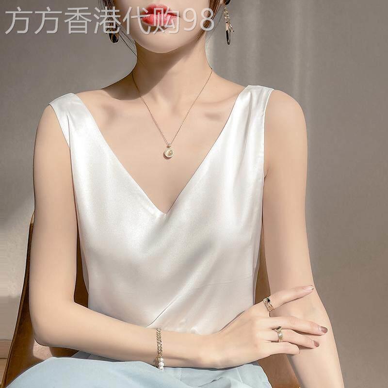 白色吊带背心女夏季西装内搭美背宽松高级感外穿醋酸缎面打底上衣