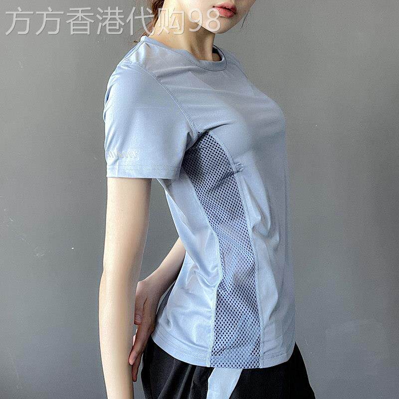 网红运动T恤女夏季薄款2025新款冰丝健身服瑜伽吸湿速干 干短袖上