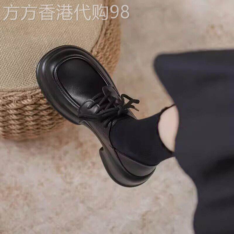 英伦风厚底系带小皮鞋女2025年春秋新款休闲百搭女鞋子乐福鞋单鞋