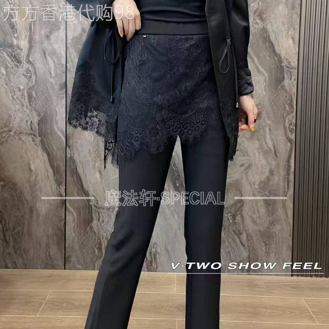 蕾丝屁帘休闲裤铅笔裤高腰松紧腰修身显瘦长裤欧洲站女装2026新款