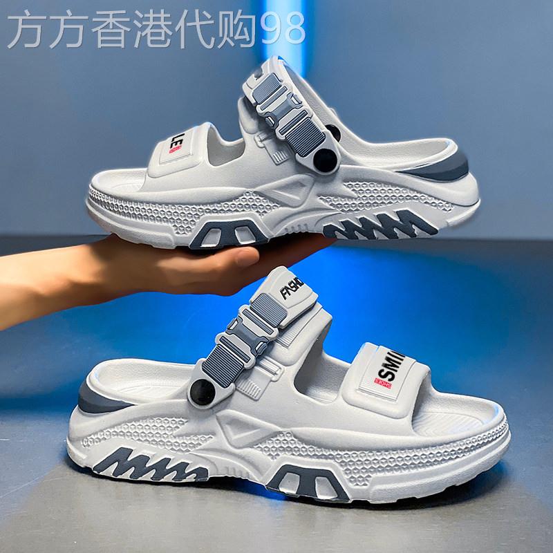 潮牌外穿沙滩运动开车两用凉鞋男士2026夏季新款防滑厚底居家拖鞋