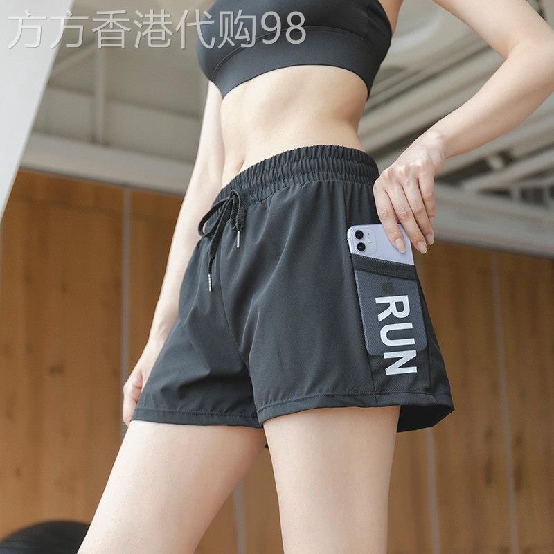 韩国夏季假两件速干户外训练运动短裤女防走光提臀跑步健身三分裤