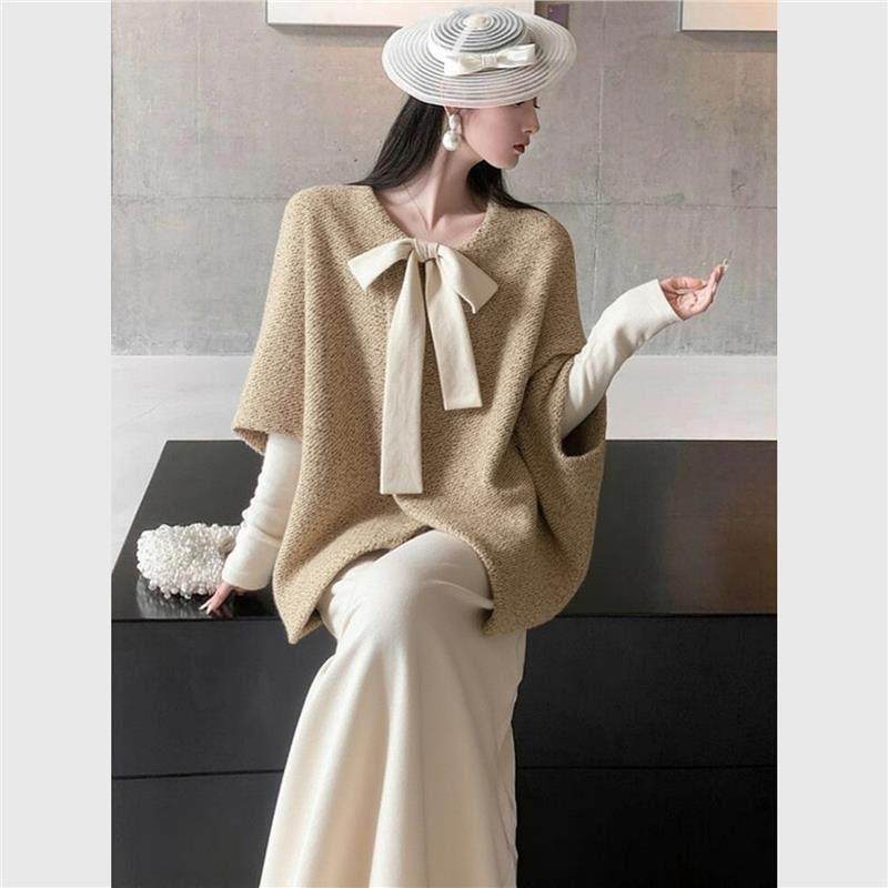 现货！秋冬气质正式场合端庄轻奢小众不撞款卡其色斗篷上衣连衣裙,女装/女士精品,羊绒衫,淘宝优惠券,粉丝福利购,淘宝优惠卷