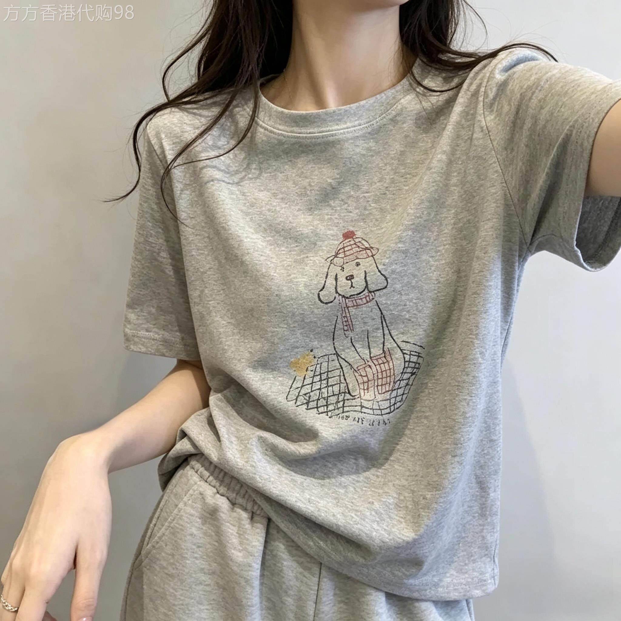 高级感短袖T恤女夏新款薄款圆领印花休闲内搭打底衫时尚打底上衣