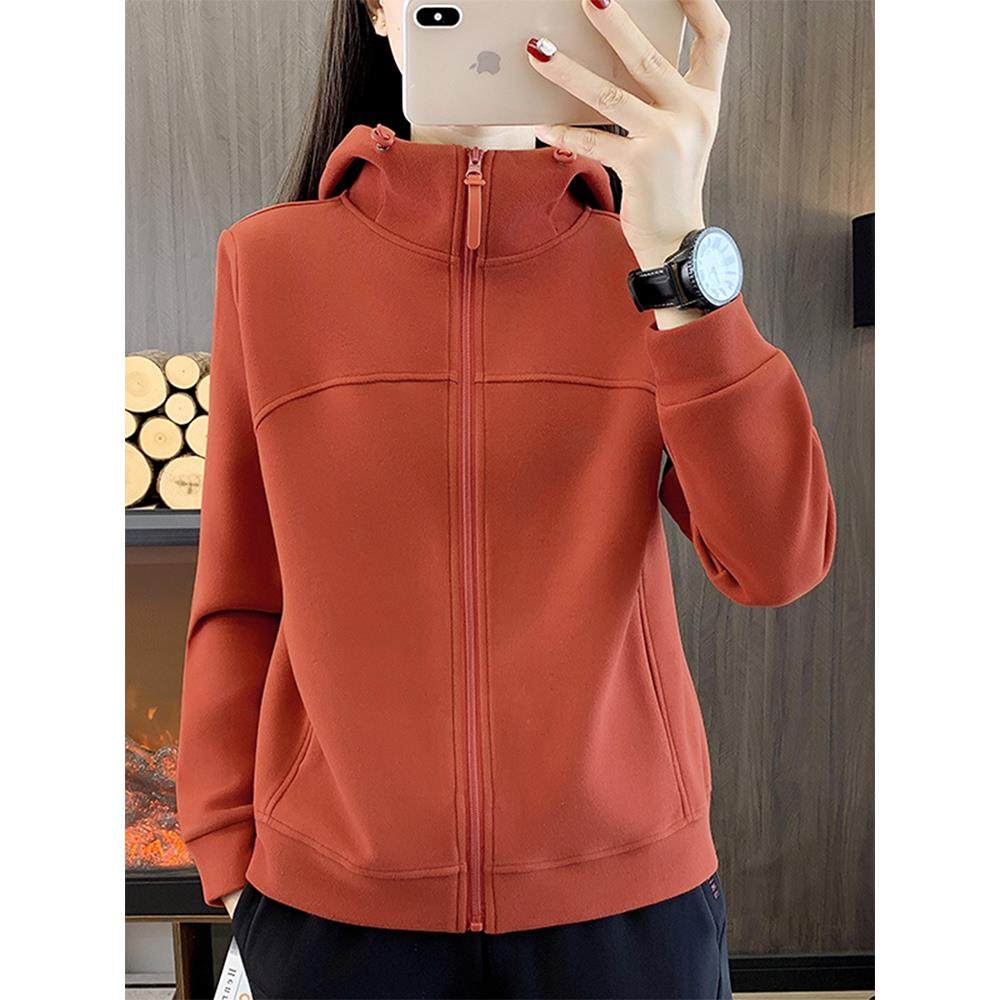 潮牌高端德绒抓绒衣女新款运动户外休闲加厚保暖内胆宽松连帽外套