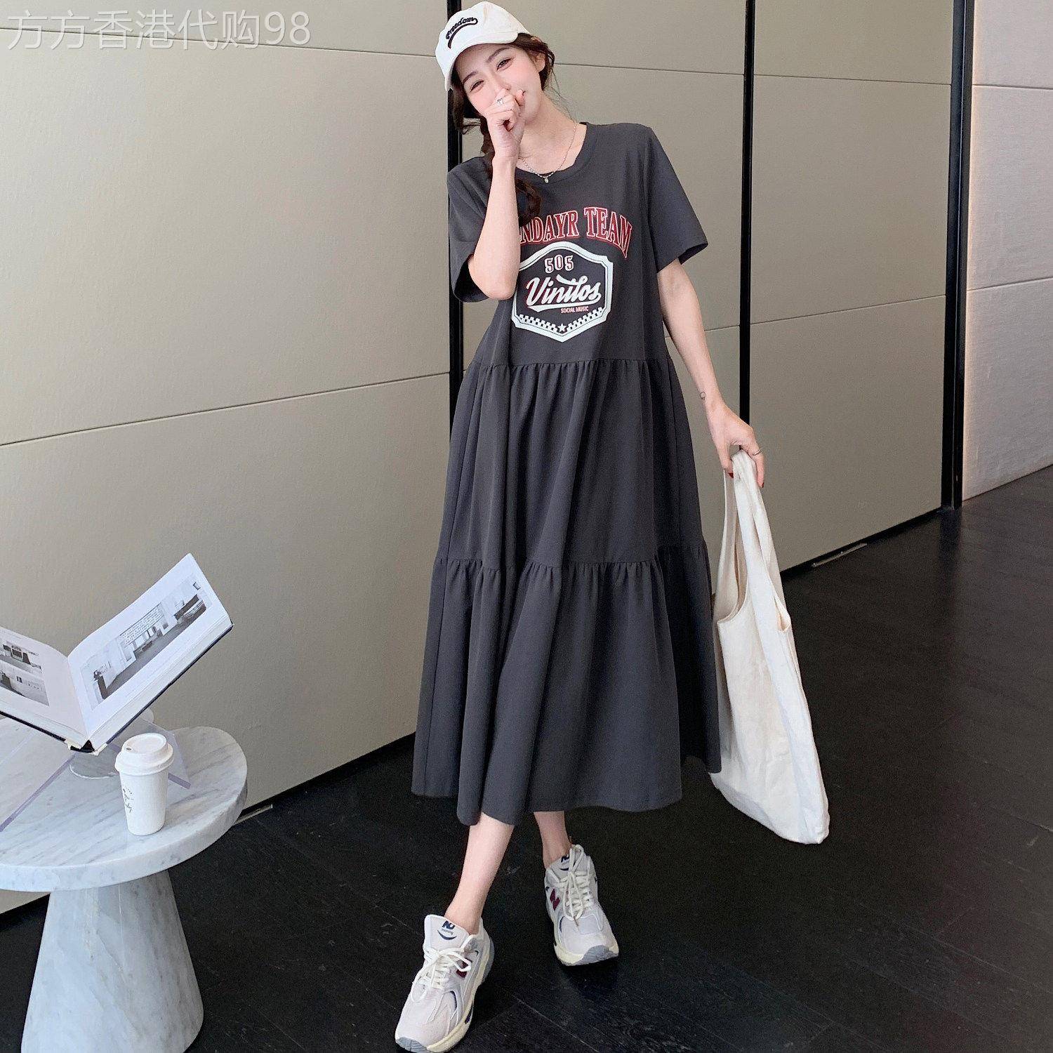 宽松遮肚洋装2026新款女夏季微胖大尺码胖mm休闲中长版显瘦T恤裙