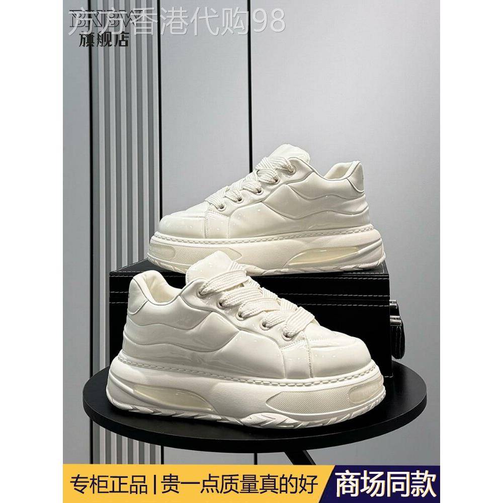 高端潮牌男鞋2025新款百搭小白鞋厚底内增高休闲板鞋白色老爹鞋男