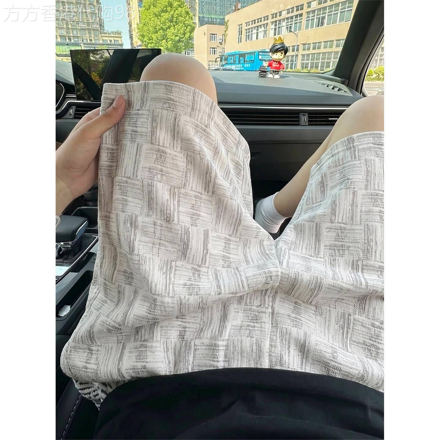 格子短裤男款夏季潮牌宽松重磅满印休闲中裤潮流百搭直筒五分裤子