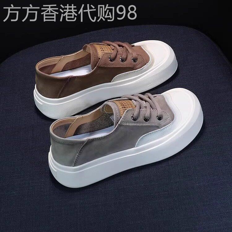 真皮丑萌鞋子女春秋季2025新款爆款复古百搭休闲板鞋软底大码女鞋