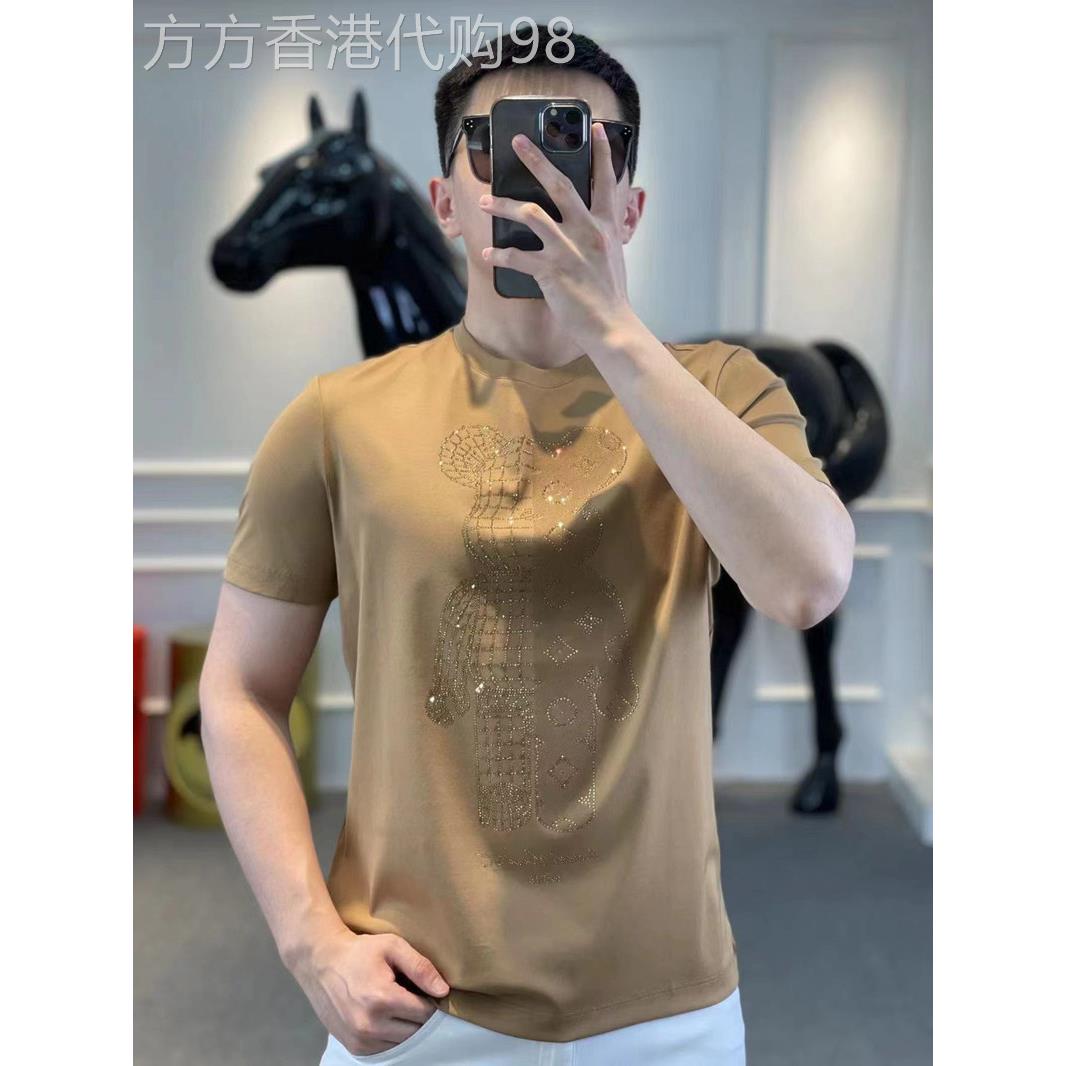 Gick欧洲站潮牌小熊烫钻短袖t恤男士夏季新款高端潮牌潮流体恤