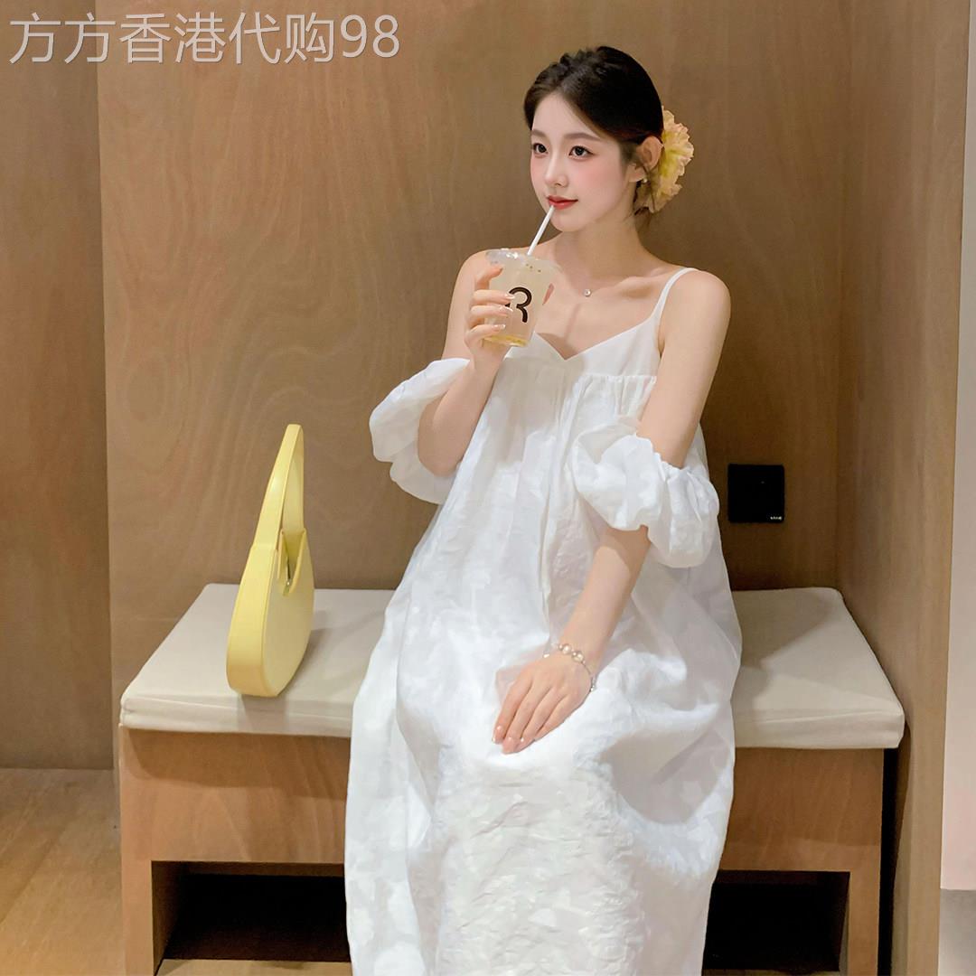 法式气质白色吊带洋装女2025夏季新款小众设计今年流行漂亮裙子