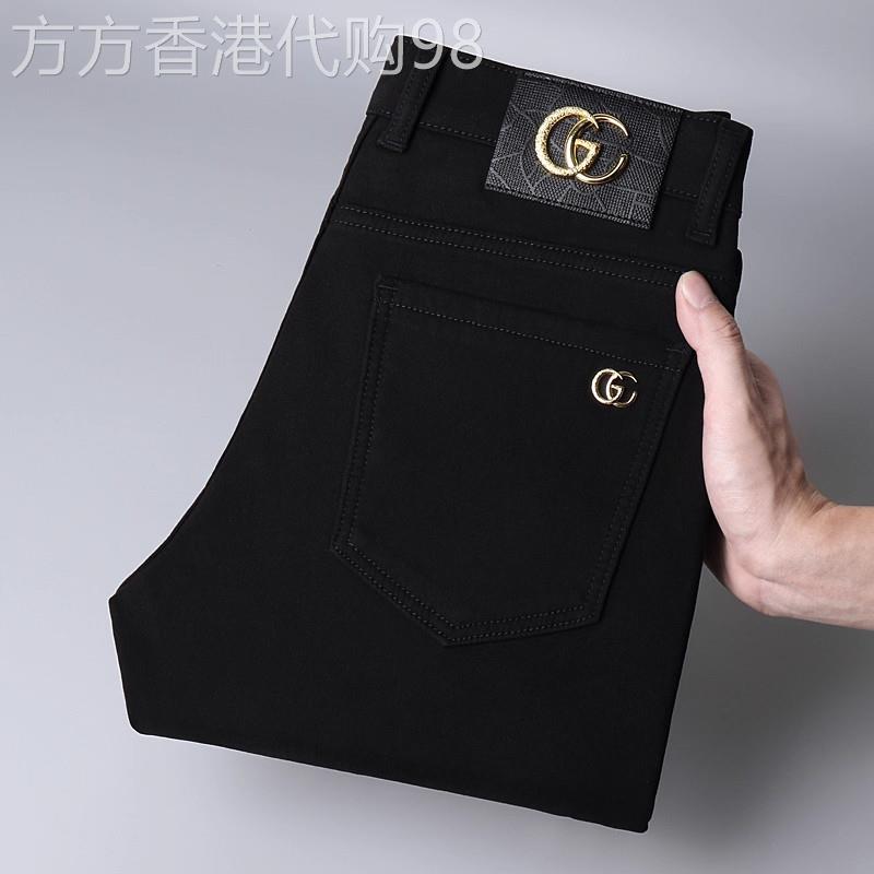 法国品牌高端黑色牛仔裤男修身小脚弹力舒适纯棉休闲裤子秋季新款