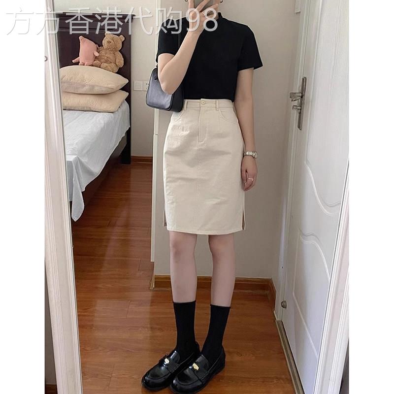 日系夏季薄款高级感白色开叉半身裙女设计感小众包臀a字短裙套装