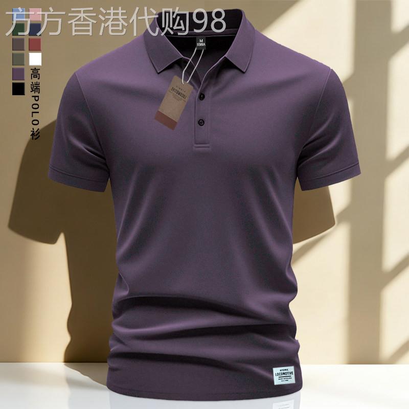 轻奢高端酱紫色男士POLO衫短袖翻领商务休闲T恤上衣夏季修身透气