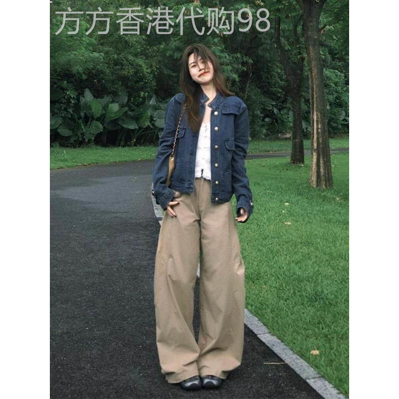 老钱风高级感中古立领牛仔外套秋季新款宽松休闲小香正肩夹克上衣