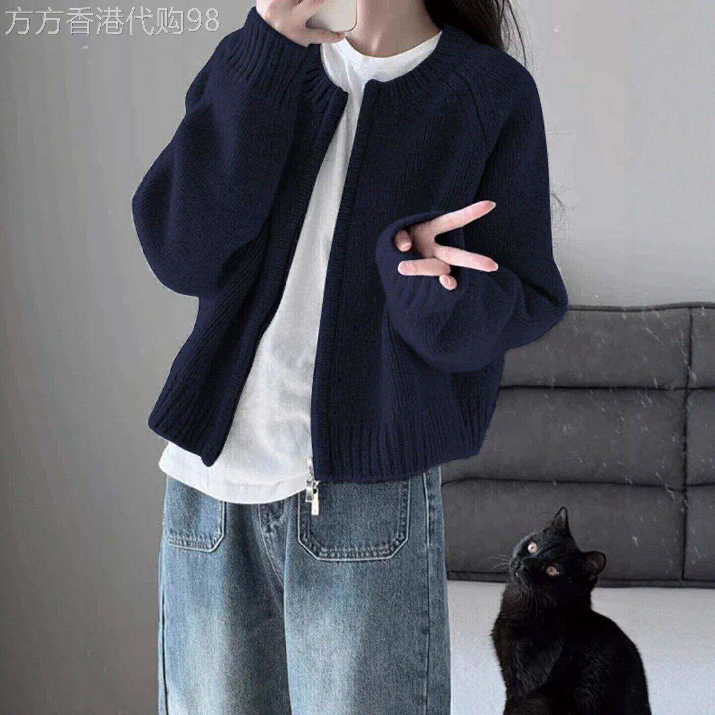 毛衣外套女春秋2026新款韩版时尚百搭慵懒风短款宽松针织开衫上衣