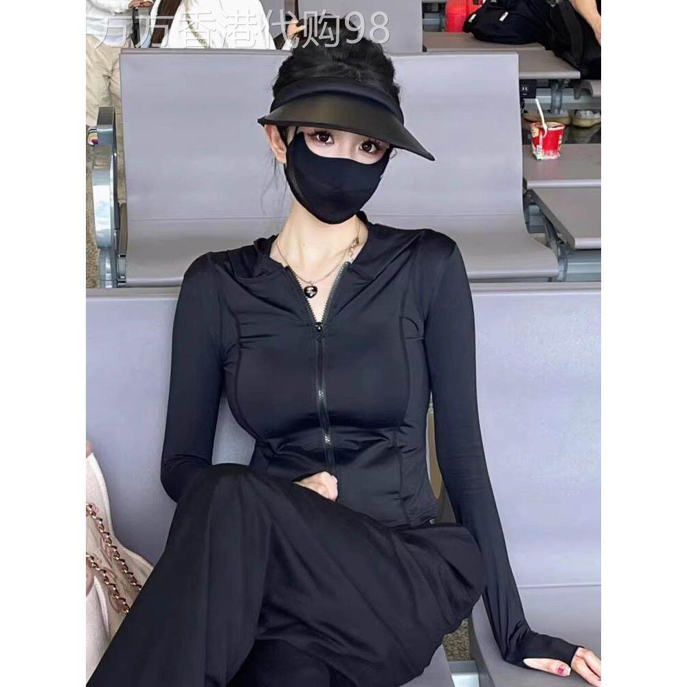 时尚品牌纤细冰丝女性防晒服2025夏季轻质连帽夹克防紫外线瑜伽防