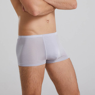 男款夏季桑蚕丝舒爽顺滑中腰平角裤真丝针织抗菌纯色内裤有大码